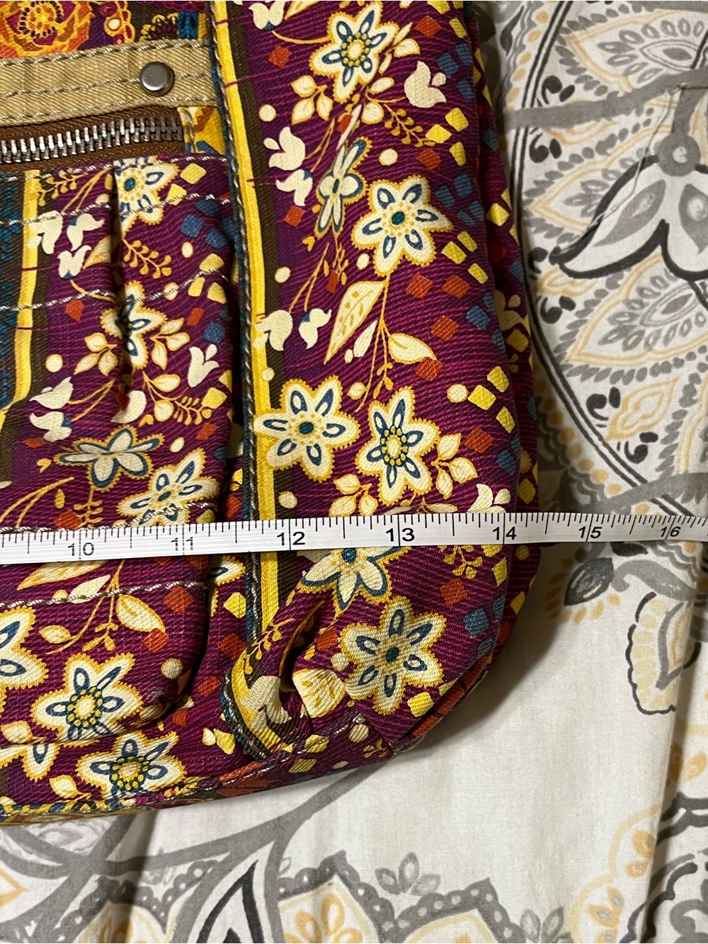 FOSSIL Long Live Vintage Paisley/Floral Canvas Shoulder Bag - Picture 13 of 16